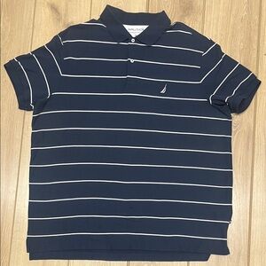 Nautica Navy Blue Striped Polo Shirt
